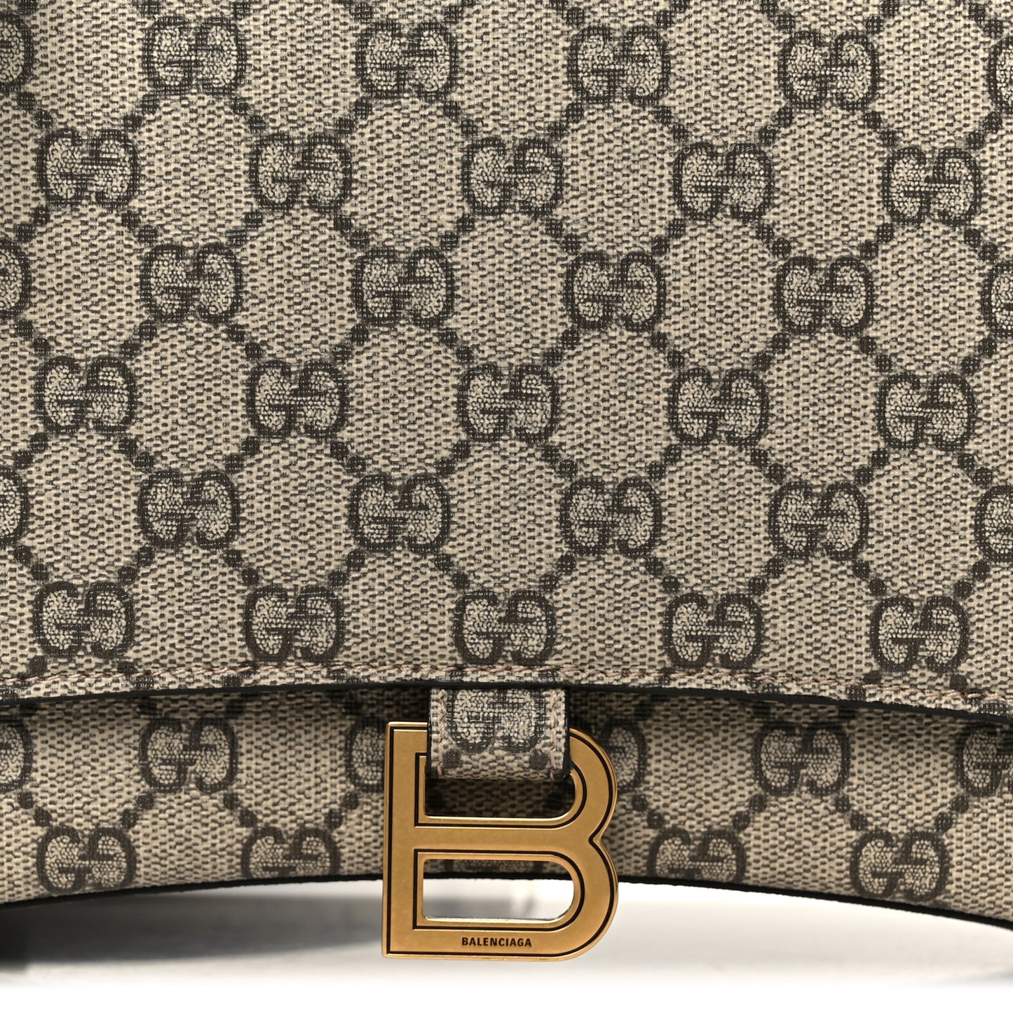 X GUCCI GG Supreme Monogram Medium Hourglass Top Handle Bag Beige Ebony