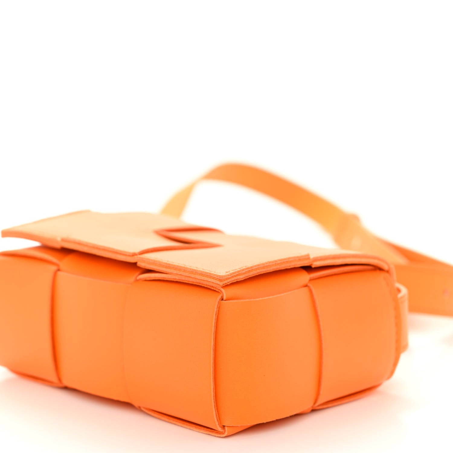 Bottega Veneta Lambskin Maxi Intreccio Candy Cassette Crossbody Bag Tangerine 9 of 9