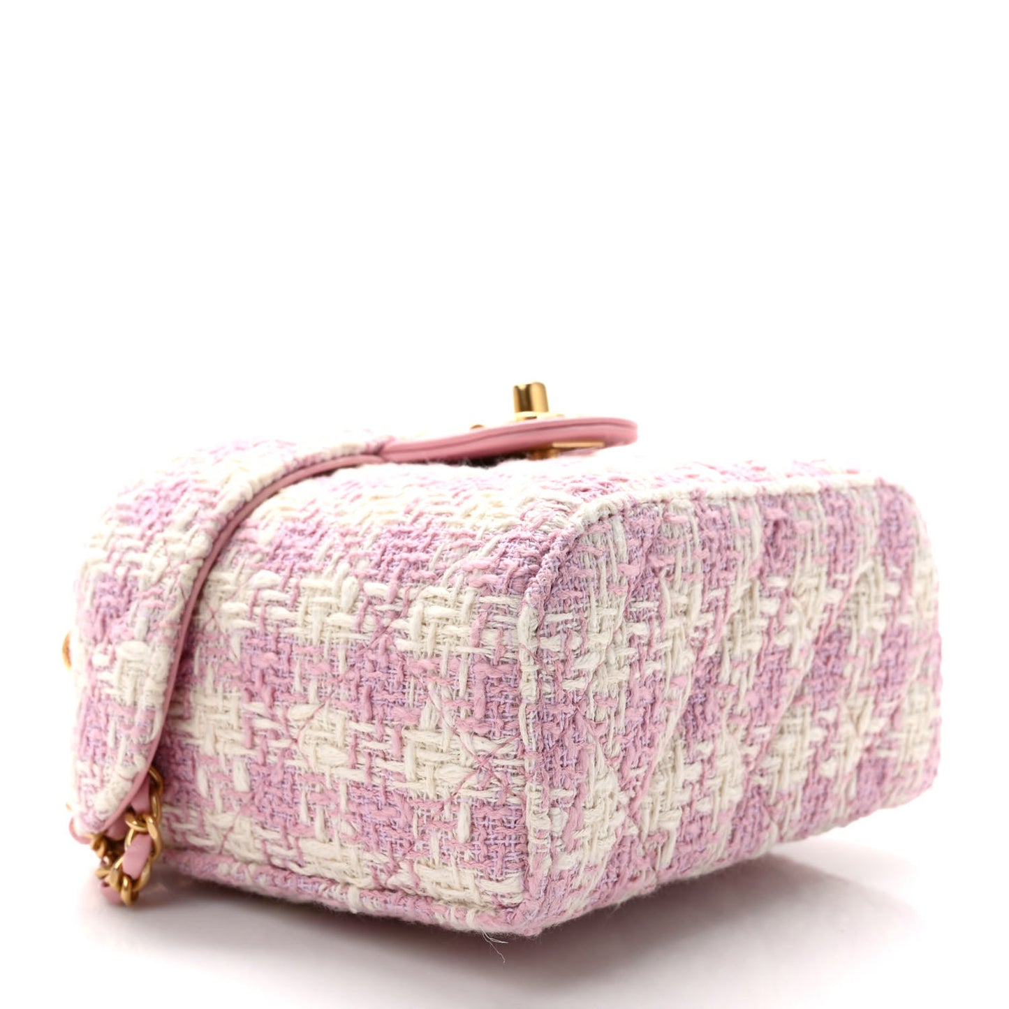 Tweed Handle Crush Small Vanity Case Pink Ecru
