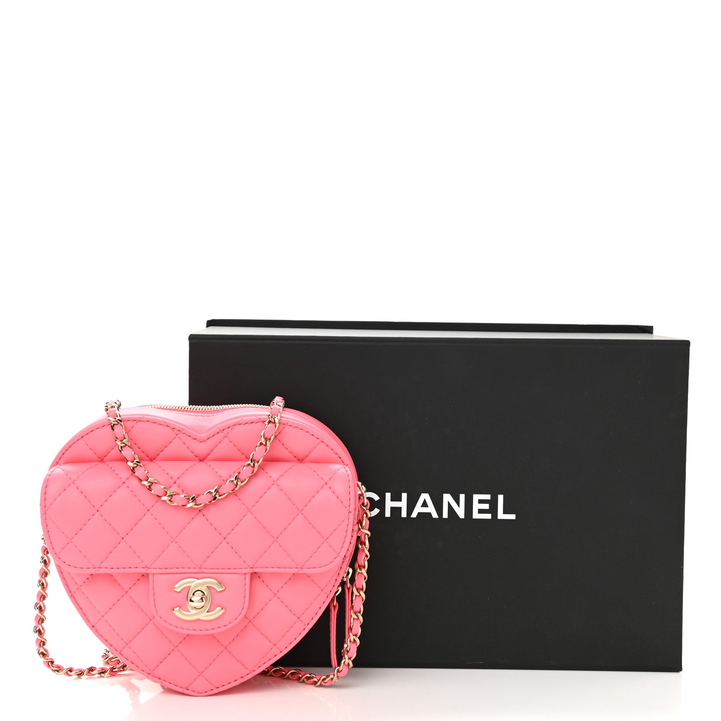 Lambskin Quilted CC In Love Heart Bag Pink