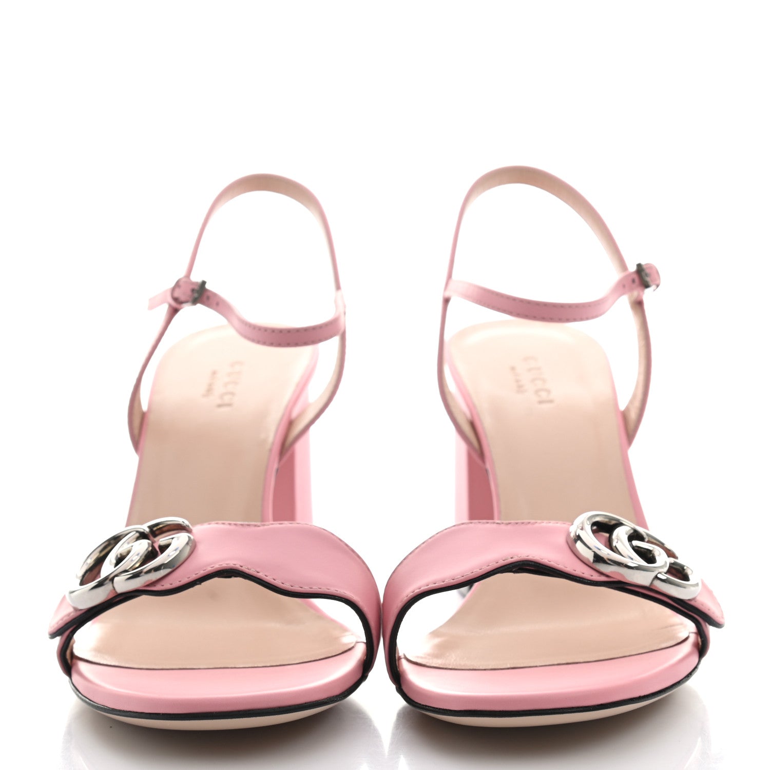 Gucci Lifford Calfskin GG Marmont Ankle Wrap 75mm Sandals 38.5 Wild Rose 2 of 7