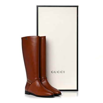 Gucci Calfskin Rosie Tall Riding Boots 39 Brown Papaya 11 of 11