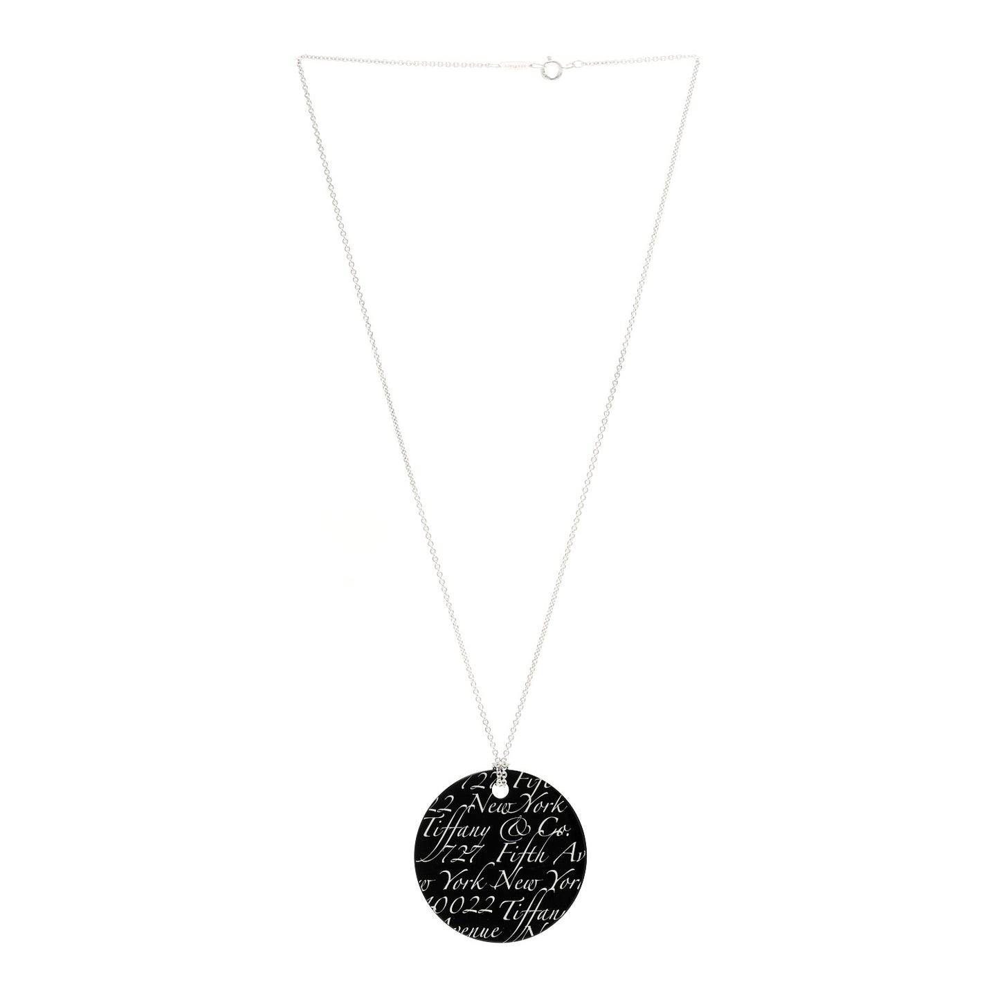 Sterling Silver Black Bone Notes Round Pendant Necklace