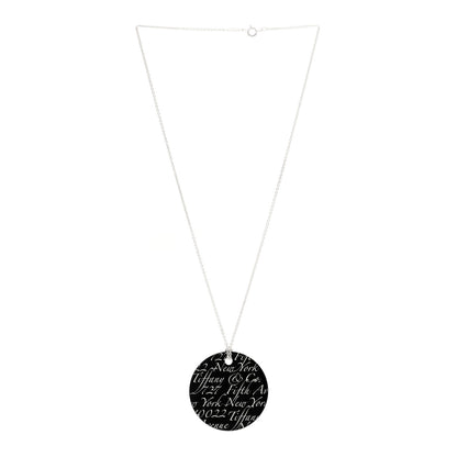 Tiffany Sterling Silver Black Bone Notes Round Pendant Necklace 3 of 5