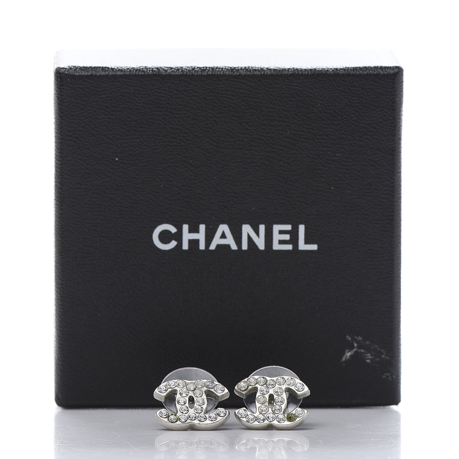Chanel Crystal Mini Timeless CC Earrings Silver 7 of 7