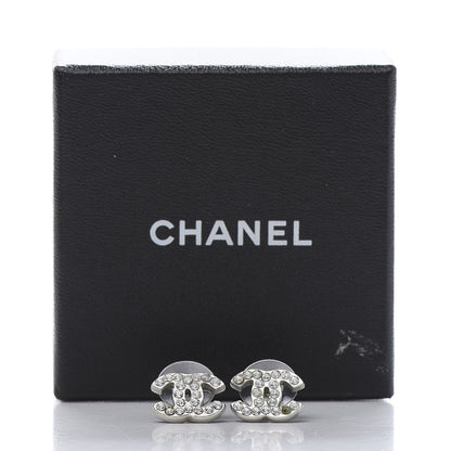 Chanel Crystal Mini Timeless CC Earrings Silver 7 of 7