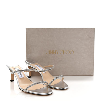 Jimmy Choo Metallic Calfskin Crystal Brea 65 Sandals 39 Silver 8 of 8