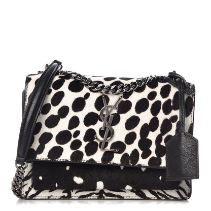 Saint Laurent Calf Hair Animal Print Small Monogram Sunset Shoulder Bag 1 of 8