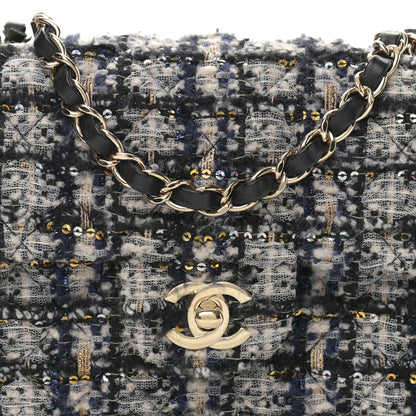 Chanel Glittered Tweed Quilted Mini Rectangular Flap Navy Blue 7 of 9