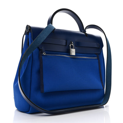 Hermes Toile Vache Hunter Herbag Zip 31 PM Bleu Electrique Bleu Indigo 4 of 11