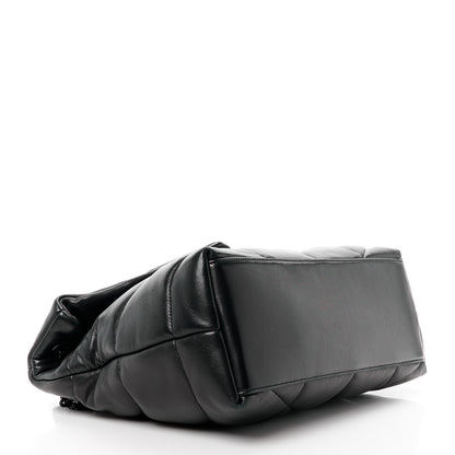 Saint Laurent Lambskin Quilted Monogram Monochrome Medium Loulou Puffer Chain Satchel Black 4 of 12