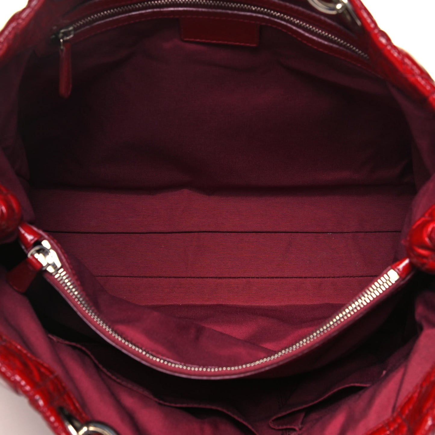 Patent Cannage Large Dior Soft Shopping Tote Red