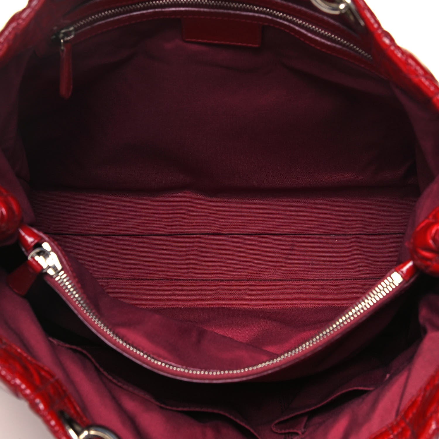 Christian Dior Patent Cannage Large Dior Soft Shopping Tote Red 7 of 9