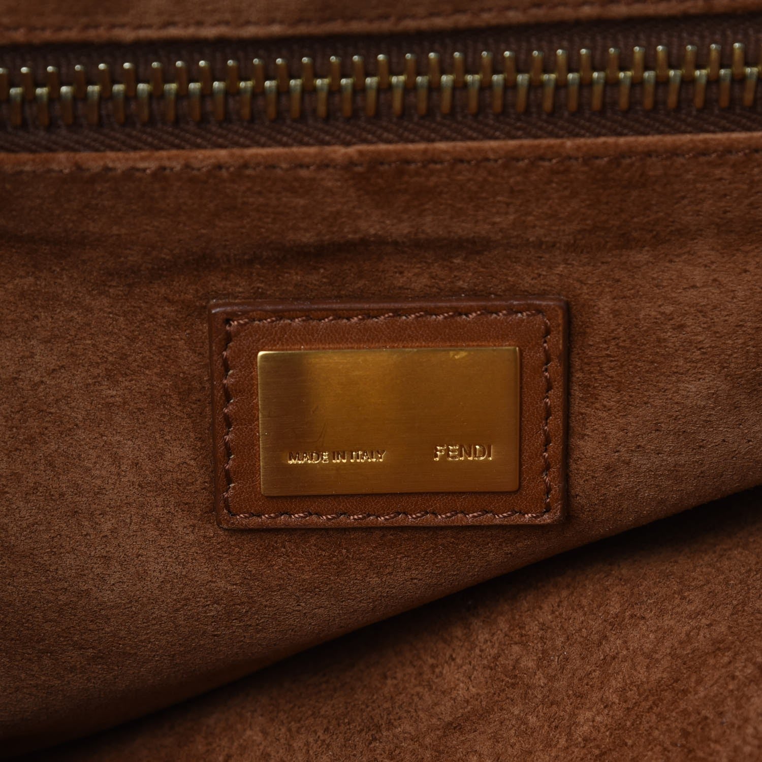 Fendi Vitello Suede Large Peekaboo Iconic Satchel Cuoio Rame Moro 7 of 15