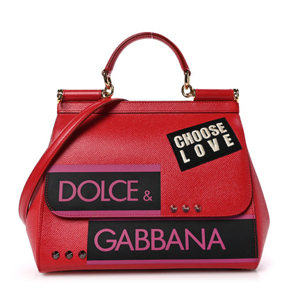 Dolce & Gabbana DOLCE &amp; GABBANA Dauphine Love Studded Medium Miss Sicily Satchel Red 1 of 9