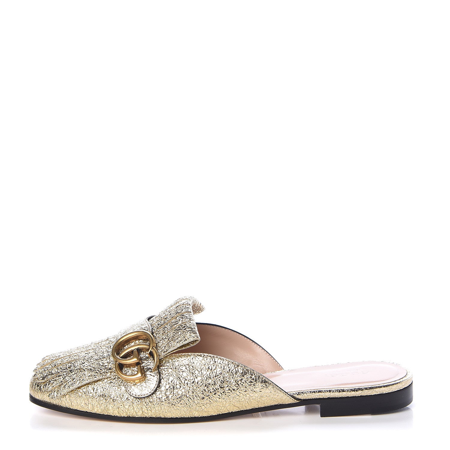 Gucci Galassia Womens GG Marmont Fringe Slippers 39.5 Platino 1 of 10