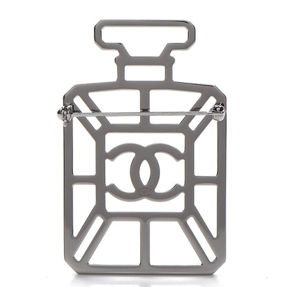 Chanel Ruthenium Crystal Perfume Bottle CC Brooch Iridescent Blue 3 of 6