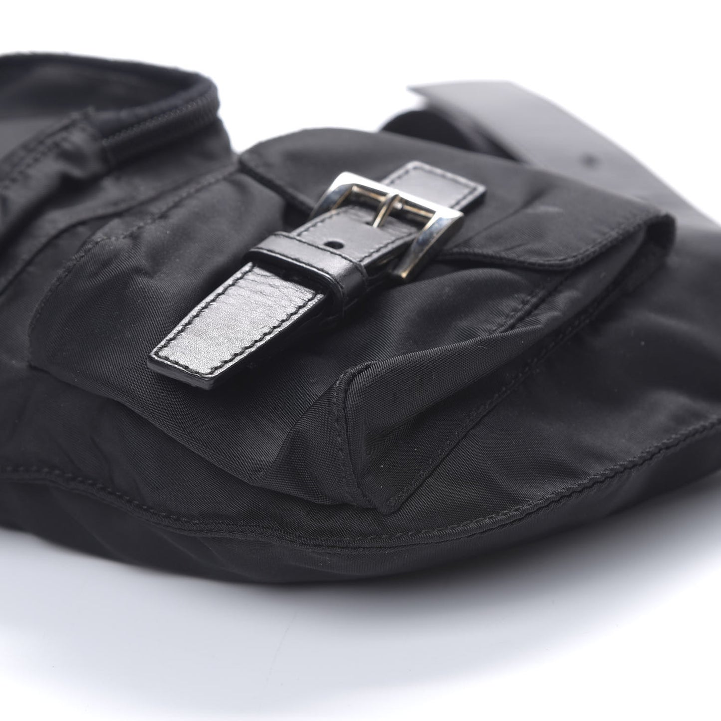 Tessuto Nylon Soft Calfskin Sling Belt Bag Black