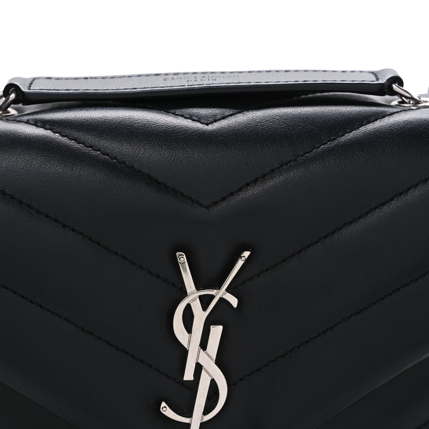 Calfskin Y Quilted Monogram Small Loulou Chain Satchel Black