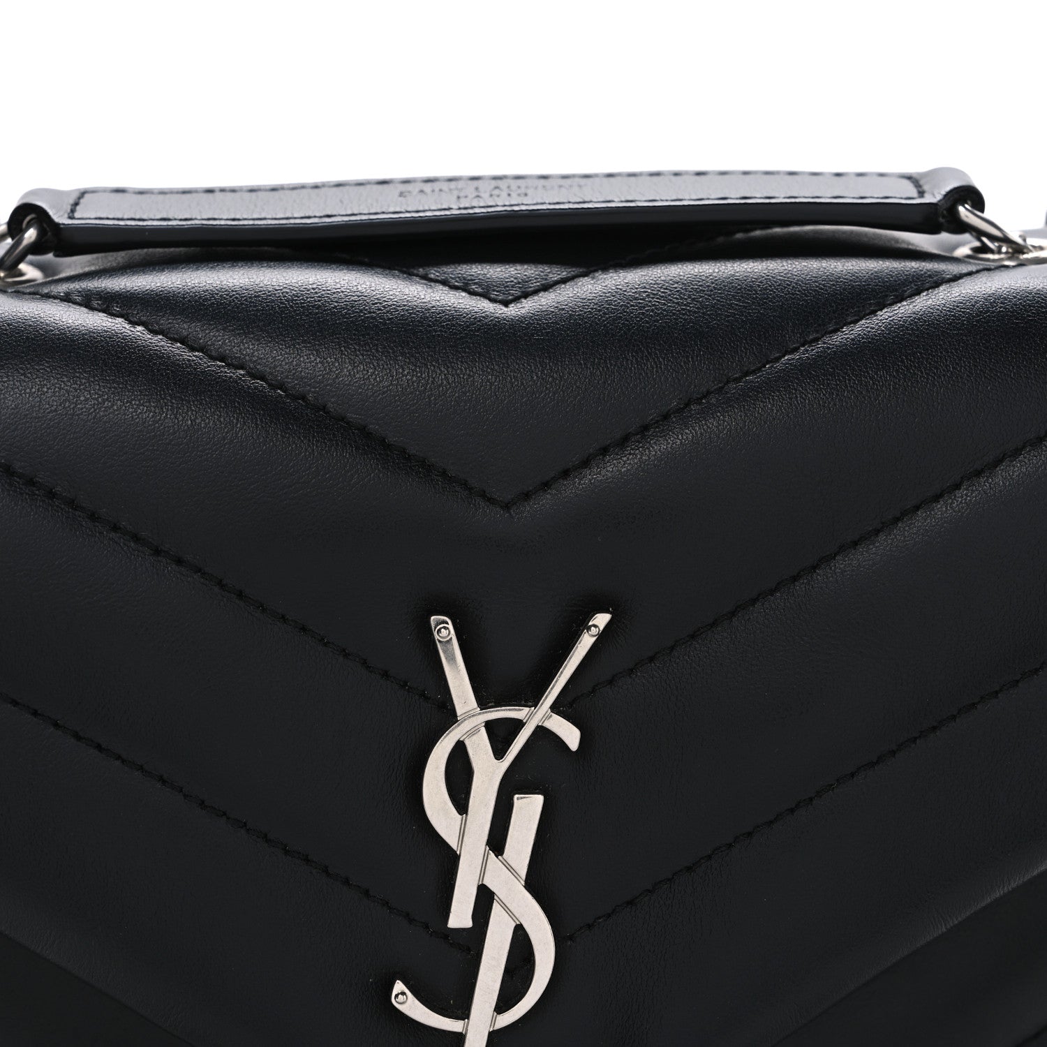 Saint Laurent Calfskin Y Quilted Monogram Small Loulou Chain Satchel Black 8 of 10