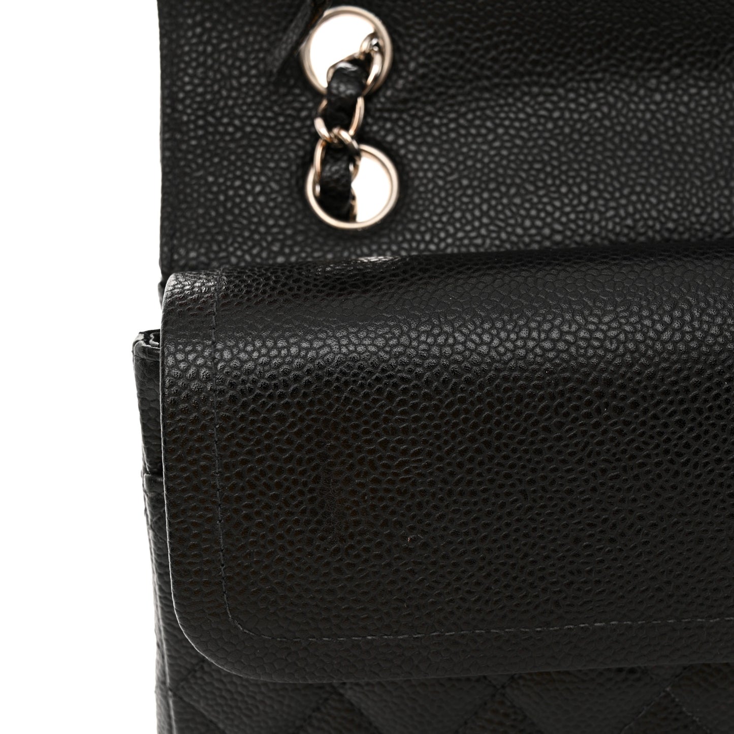 Caviar Quilted Medium Double Flap Black