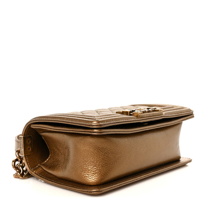 Chanel Metallic Crumpled Calfskin Quilted Gripoix Small Boy Flap Bronze 4 of 10