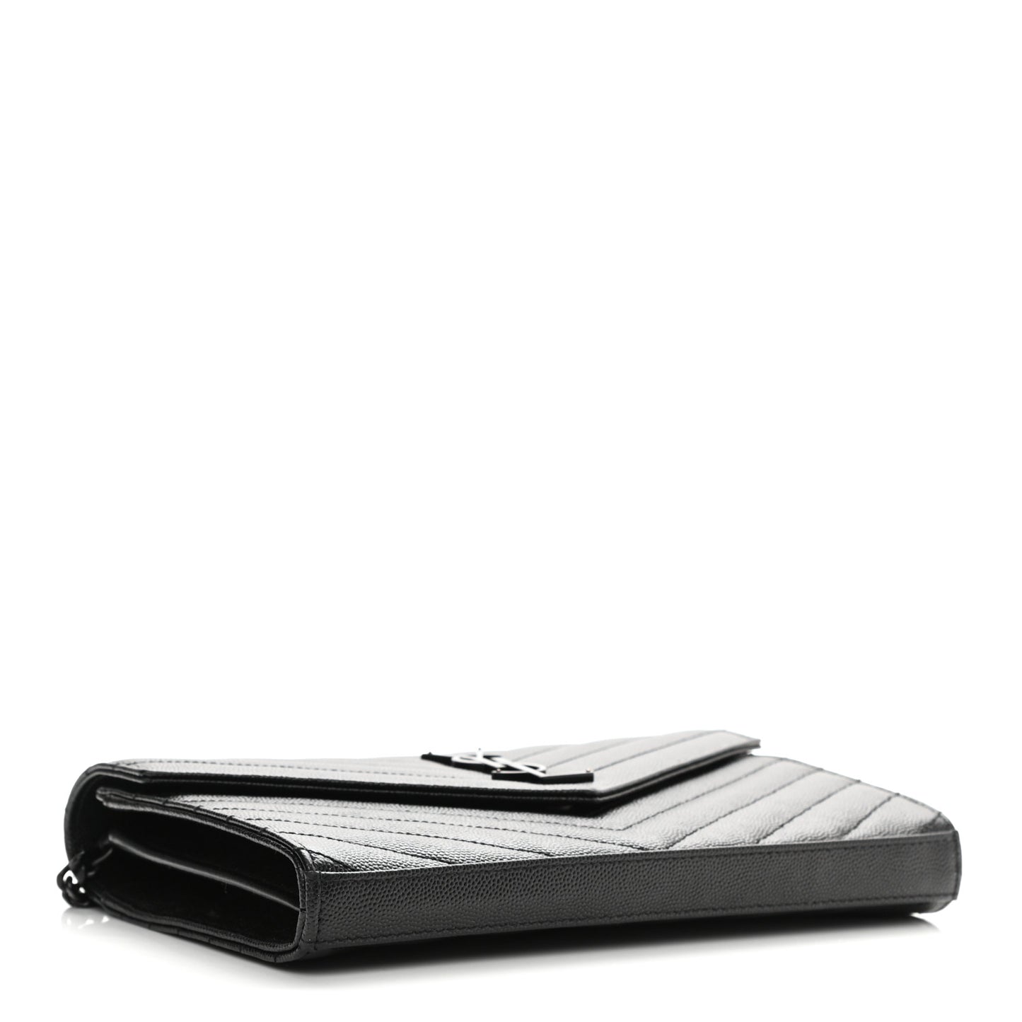 Grain De Poudre Matelasse Chevron Monogram Chain Wallet Black