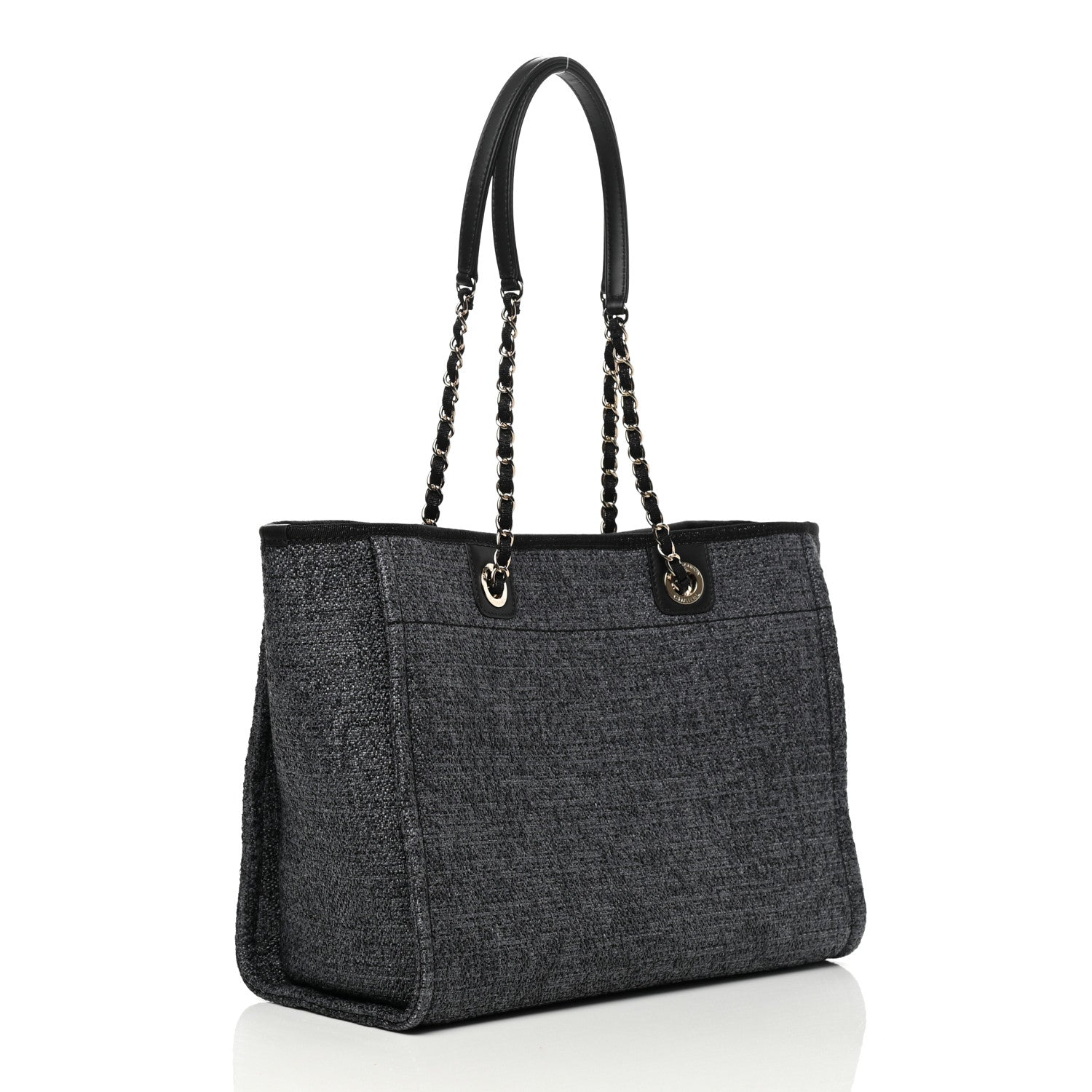 Chanel Woven Straw Raffia Small Deauville Tote Charcoal 3 of 10