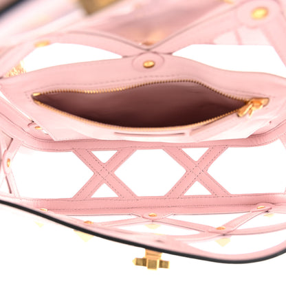 Valentino Garavani PVC Calfskin Medium Roman Stud Shoulder Bag Transparent Rose Quartz 5 of 11