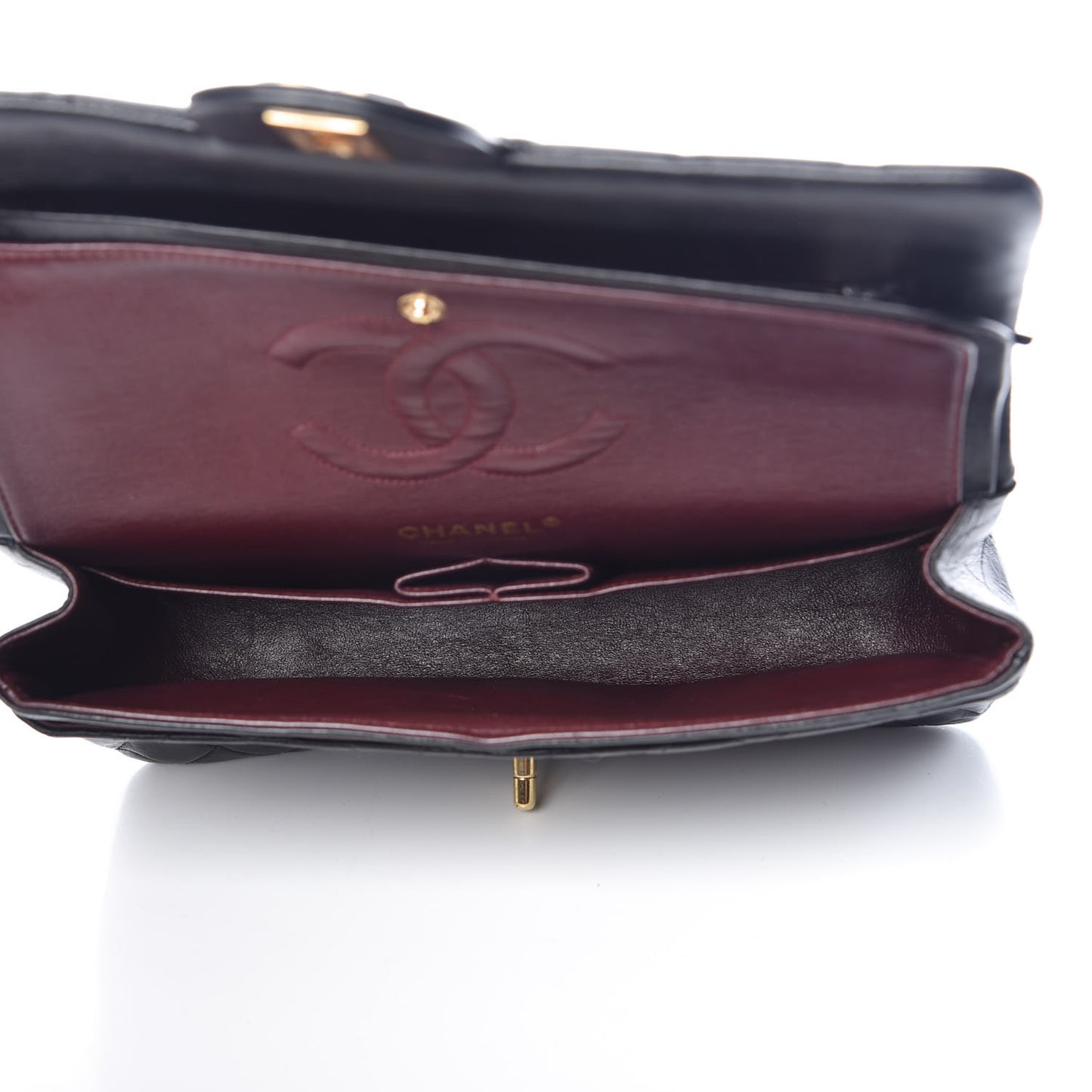 Lambskin Quilted Medium Double Flap Black