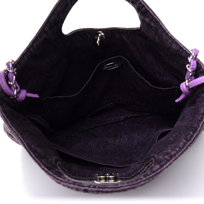 Chanel Denim Quilted Large 31 Denimpression Shopping Bag Purple Black 5 of 10
