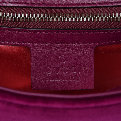 Gucci Velvet Matelasse Embroidered Small GG Marmont Shoulder Bag Fuchsia Violet Cyclamen 7 of 8