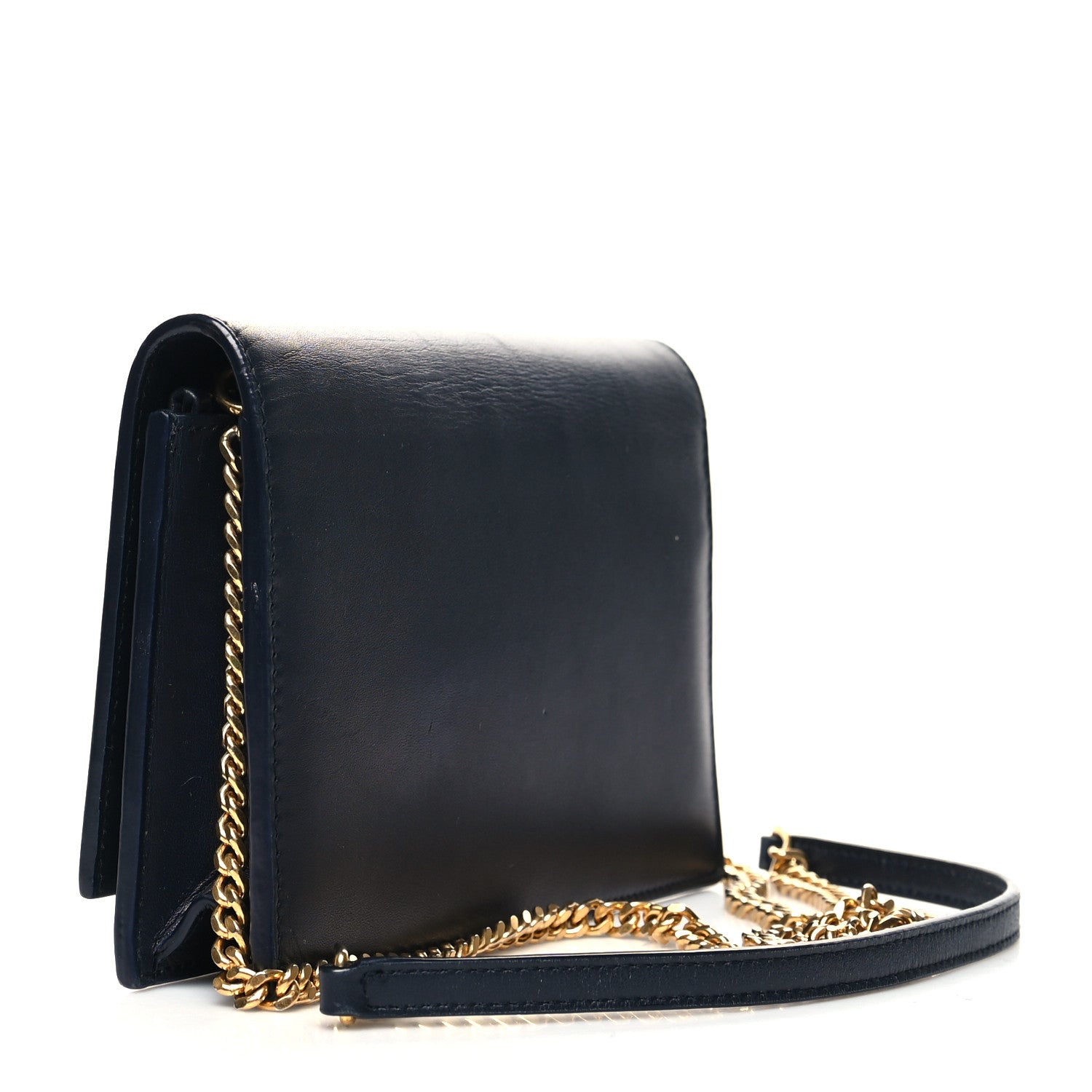 Saint Laurent Smooth Calfskin Classic Monogram Kate Tassel Chain Wallet Marine 2 of 9