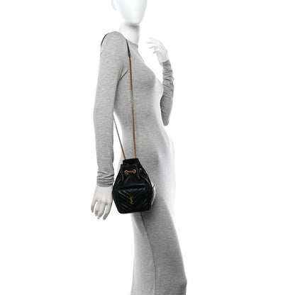 Saint Laurent Lambskin Matelasse Monogram Joe Nano Bucket Bag Black 2 of 10