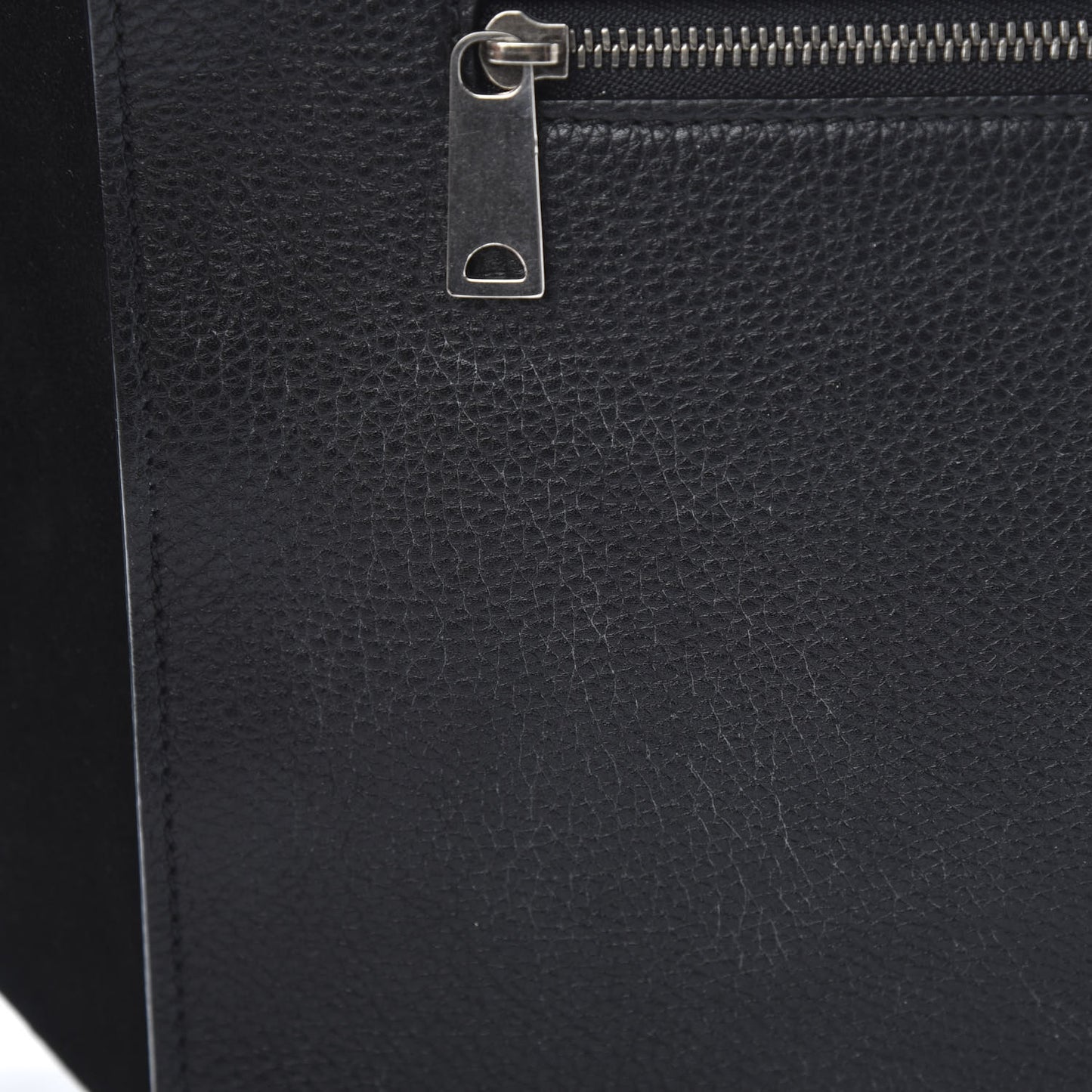 Drummed Calfskin Suede Large Trapeze Black