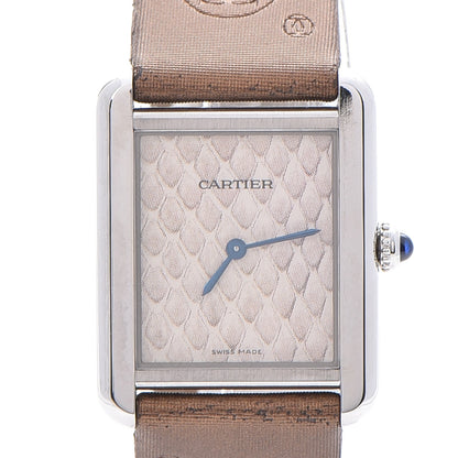 Cartier Stainless Steel Satin 24mm Tank Solo Python Quartz Watch Taupe 11 of 12