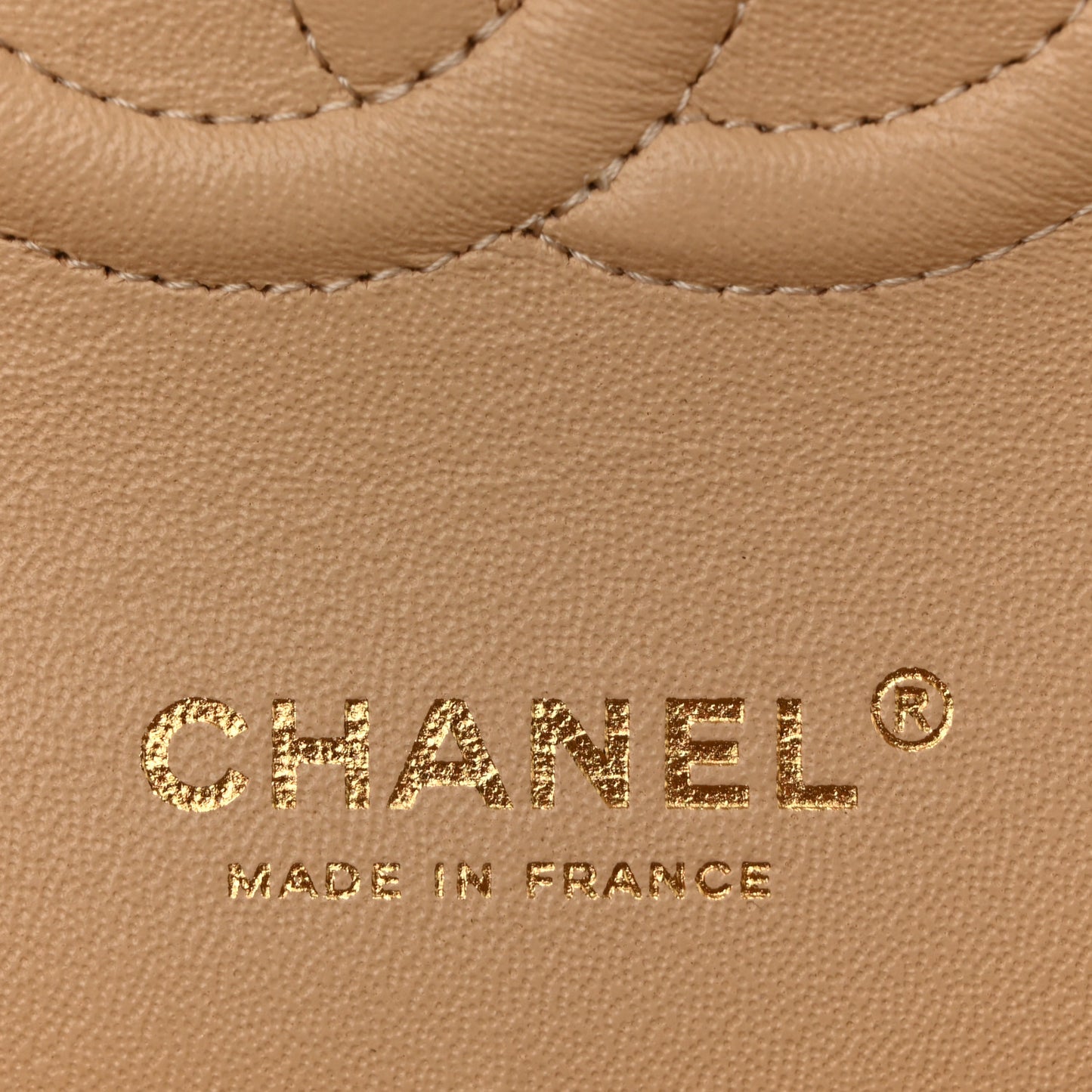 Lambskin Quilted Medium Double Flap Beige