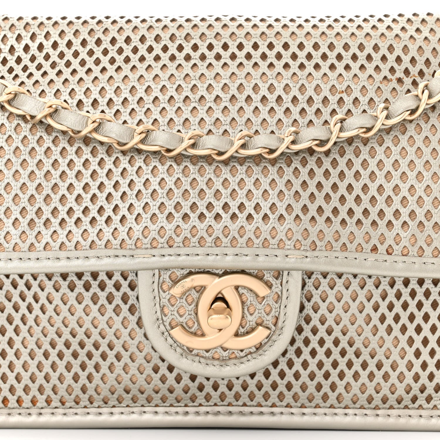 Chanel Perforated Calfskin Large Up In The Air Flap Light Gold 8 of 11