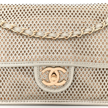 Chanel Perforated Calfskin Large Up In The Air Flap Light Gold 8 of 11