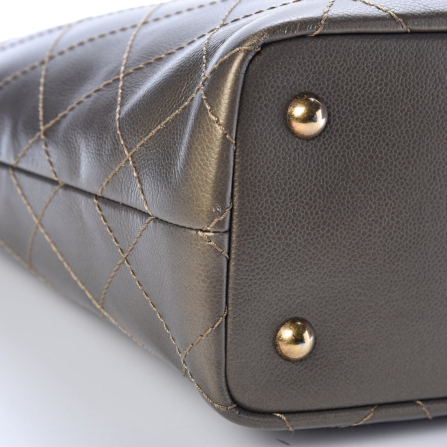 Grained Calfskin Large Shopping Fever Tote Gold