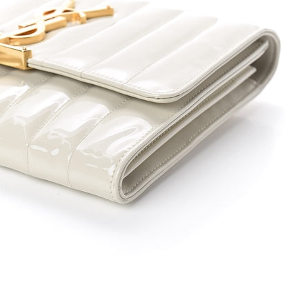 Saint Laurent Patent Calfskin Matelasse Monogram Vicky Chain Wallet Off White 8 of 9