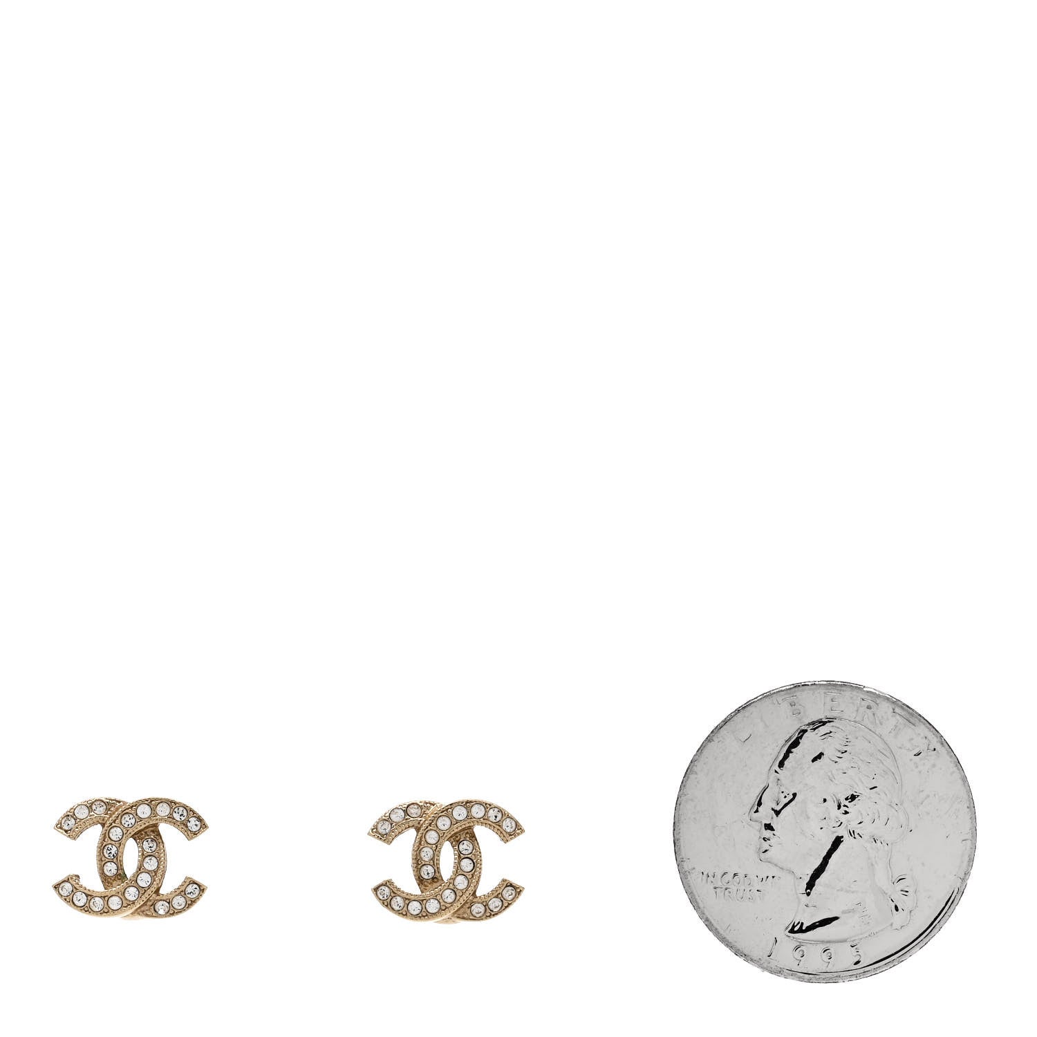 Chanel Crystal Mini CC Earrings Light Gold 2 of 5