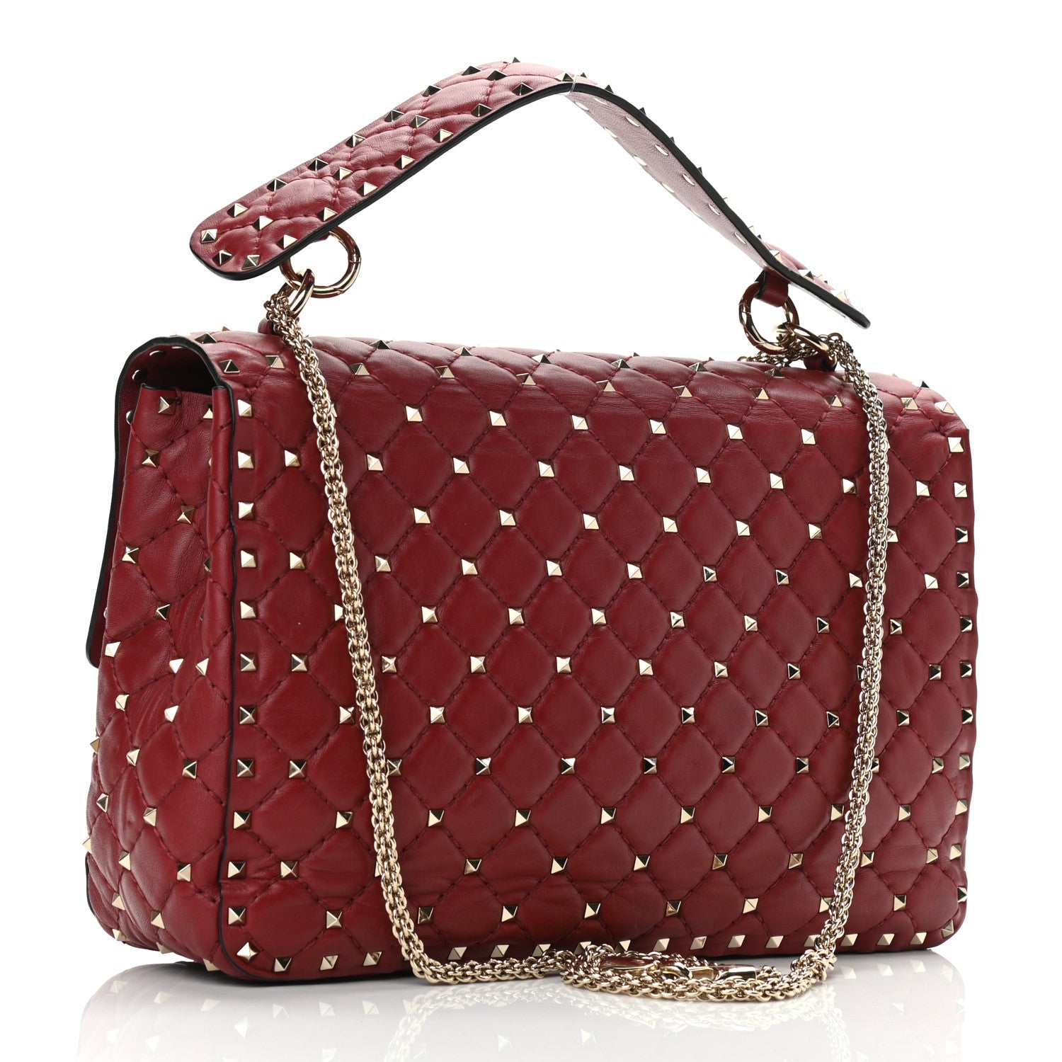 Valentino Garavani Nappa Large Rockstud Spike Shoulder Bag Rubino 3 of 9