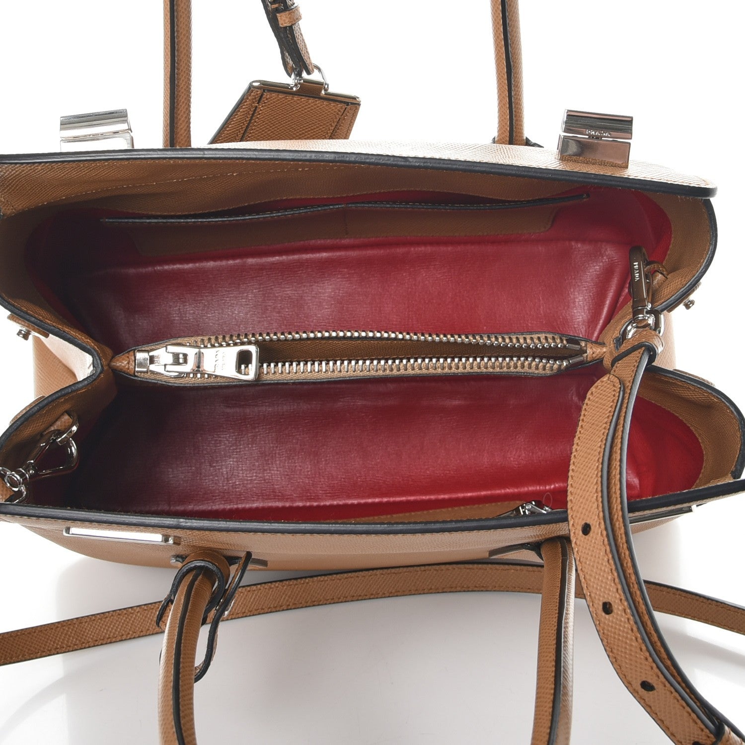 Prada Saffiano Cuir Twin Tote Caramel 6 of 11