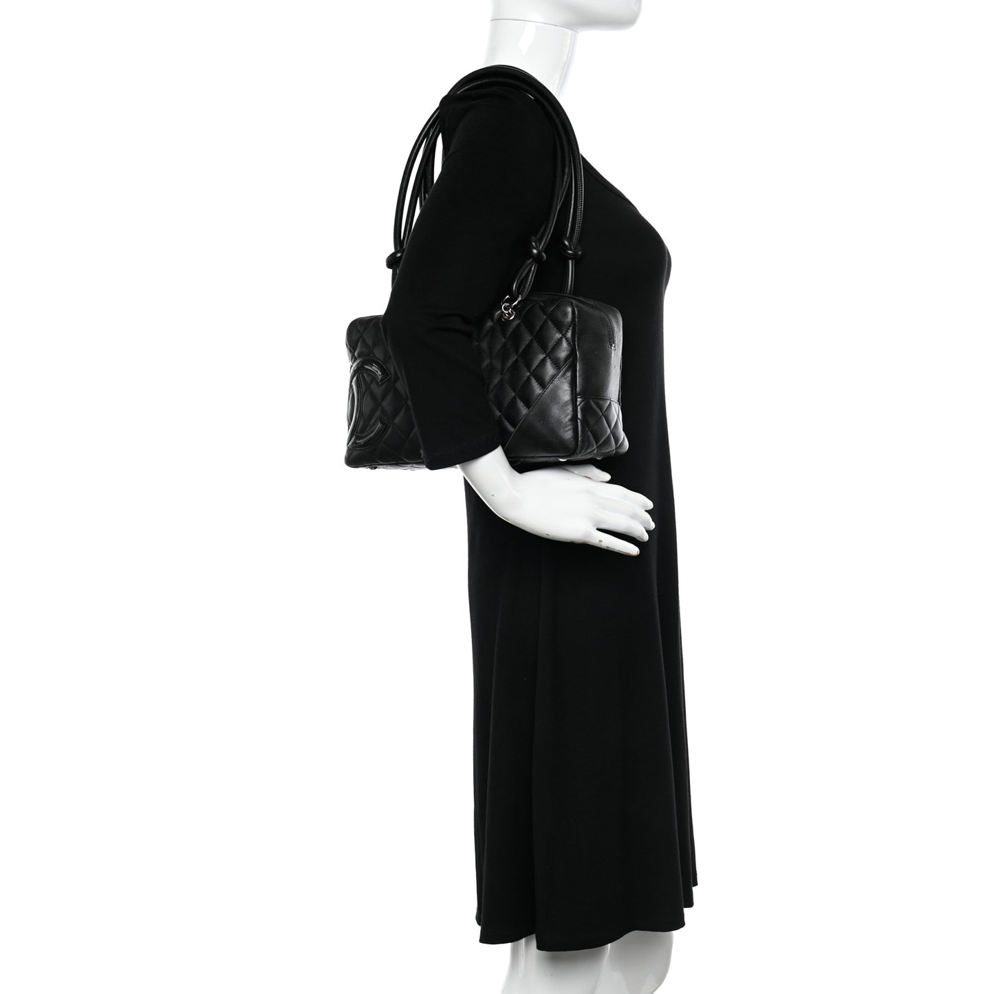Calfskin Quilted Large Cambon Bowler Black