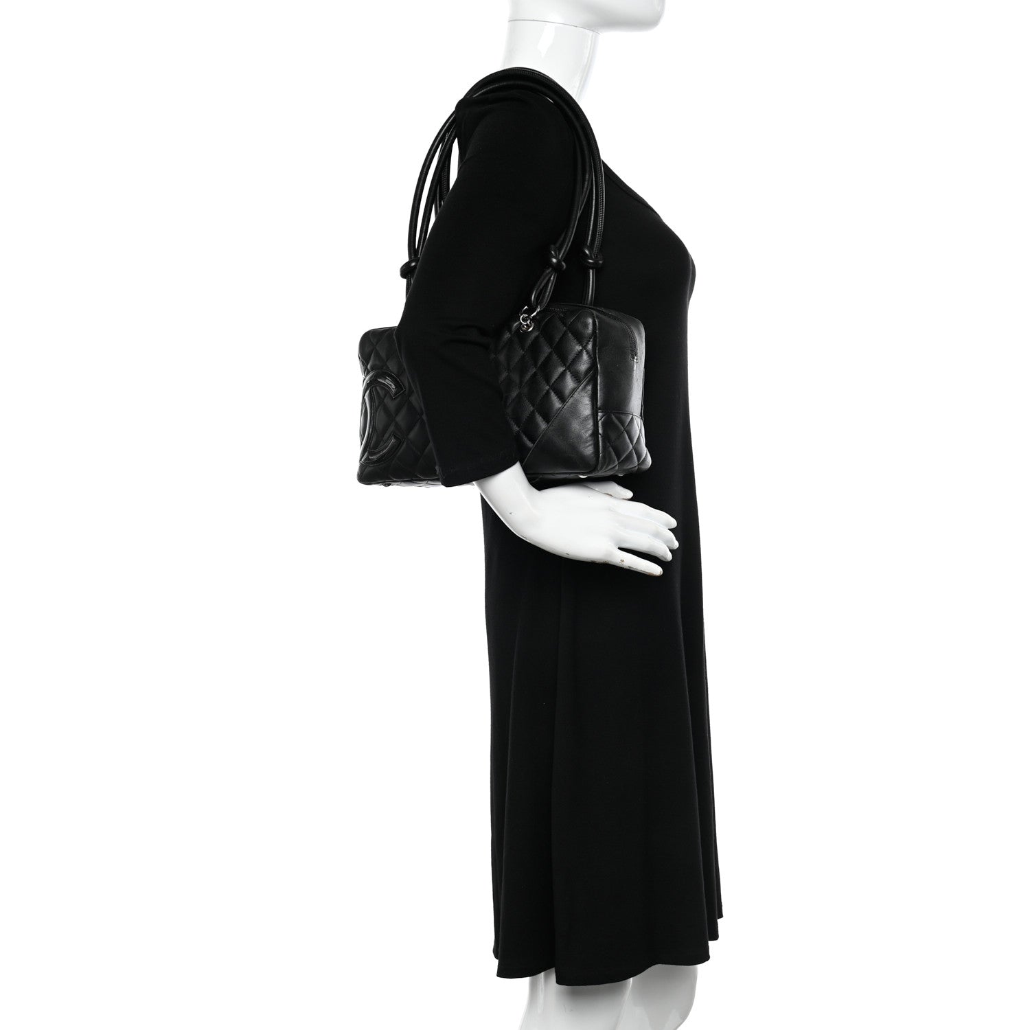 Chanel Calfskin Quilted Large Cambon Bowler Black 2 of 13
