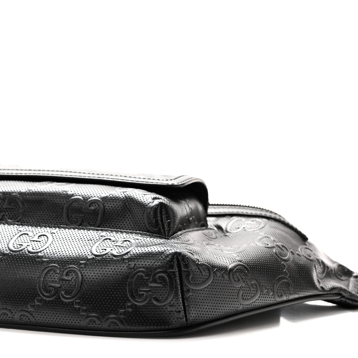 Calfskin GG Tennis Embossed Pocket Belt Bag Black