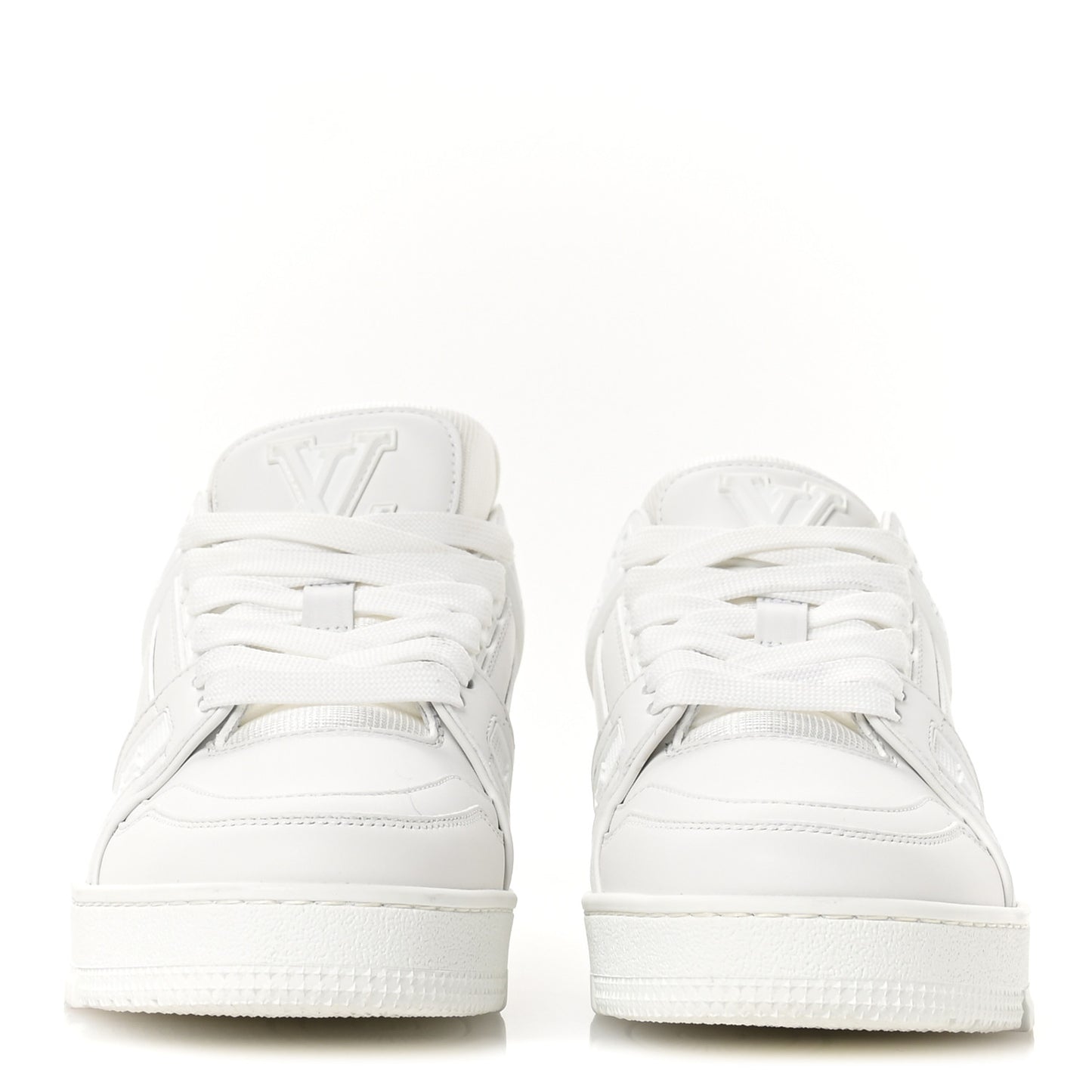 Calfskin Womens LV Trainer Sneakers 37.5 White