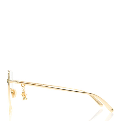 Louis Vuitton LOUIS VUITTON Metal LV Charm Cat Eye Sunglasses Z1720U Gold 3 of 10