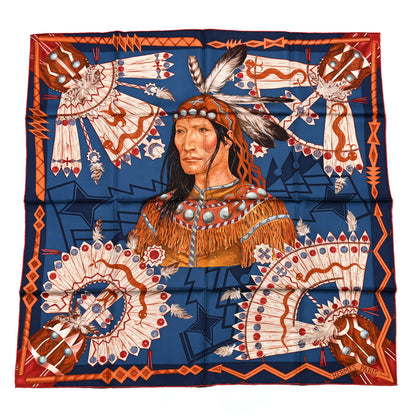 Hermes Silk Cosmogonie Apache Scarf 90 Blue Red Multicolor 1 of 5